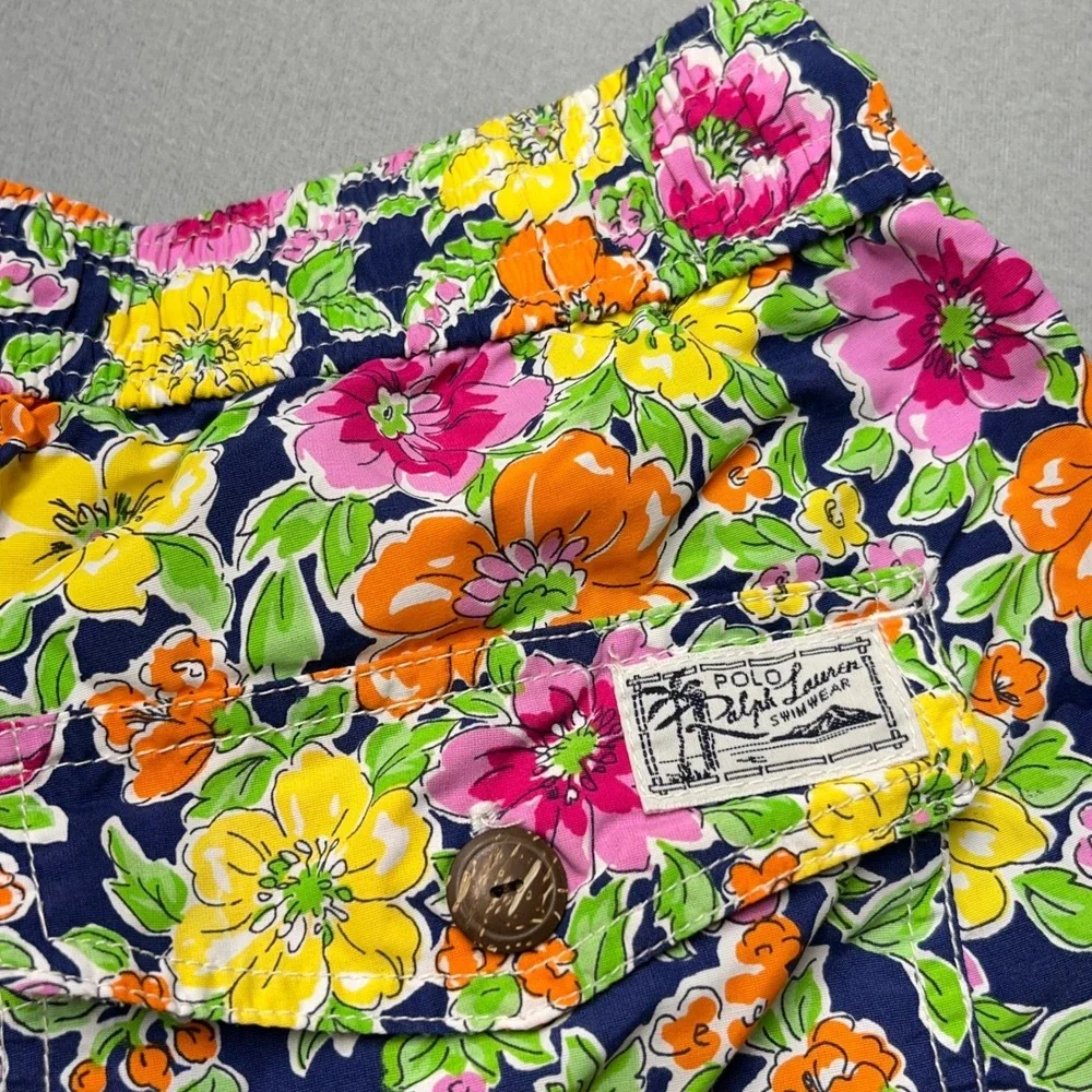 New Polo Ralph Lauren Mens‎ Floral Swim Trunks Navy Blue Pink Yellow Pony Medium